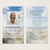 Beach Photo Forever Hearts Memorial Prayer Card (正面&裏面)