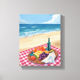 Beach Picnic | Ocean Shore Painting キャンバスプリント