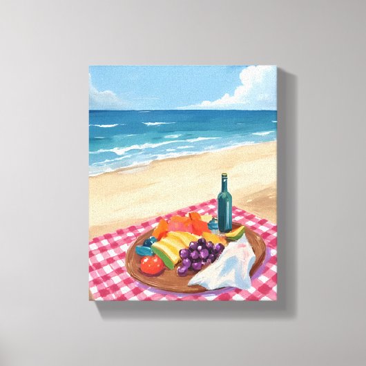 Beach Picnic | Ocean Shore Painting キャンバスプリント (正面)