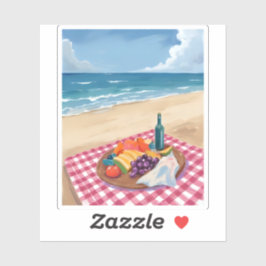 Beach Picnic | Ocean Shore Painting Art シール