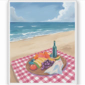 Beach Picnic | Ocean Shore Painting Art シール (正面)