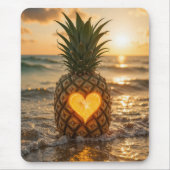 Beach Pineapple With a Carved Out Heart マウスパッド (正面)