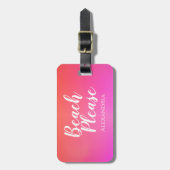 Beach Pink Orange Ombre Name Address ラゲッジタグ (正面縦)