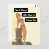 Beach Please All I Need Is Vitamin Sea Bikini ポストカード (正面/裏面)