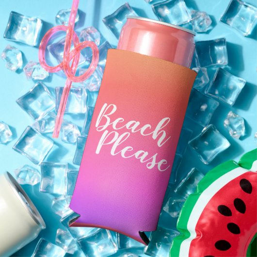 Beach Please Orange Hot Pink Ombre スリム缶クーラー (インサイチュ 夏)