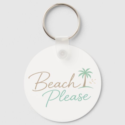 Beach Please Pastel Script Typography キーホルダー (裏面)