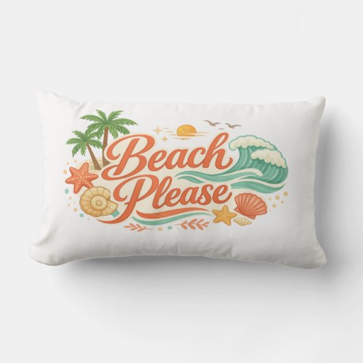 Beach Please Pillow ランバークッション (正面)