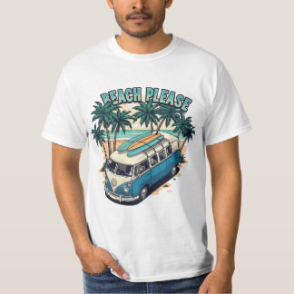 Beach Please Retro Surf Van T-Shirt Tシャツ