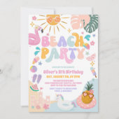 Beach Pool Party Summer Birthday Invitation 招待状 (正面)