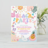 Beach Pool Party Summer Birthday Invitation 招待状 (スタンド正面)