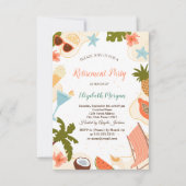 Beach Relax Pool Summer Retirement Party 招待状 (正面)