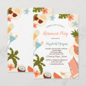 Beach Relax Pool Summer Retirement Party 招待状 (正面/裏面)