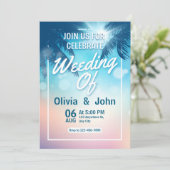 Beach Sand Hearts Elegant Tropical Modern Wedding 招待状 (スタンド正面)