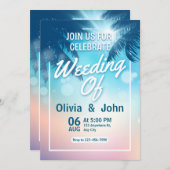 Beach Sand Hearts Elegant Tropical Modern Wedding 招待状 (正面/裏面)