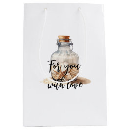 Beach Sand Starfish Bottle ミディアムペーパーバッグ