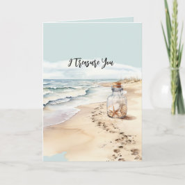 Beach Sand Starfish Bottle I Treasure You カード