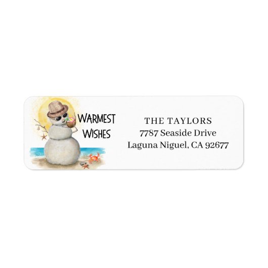 Beach Sandman Christmas Return Address ラベル (正面)