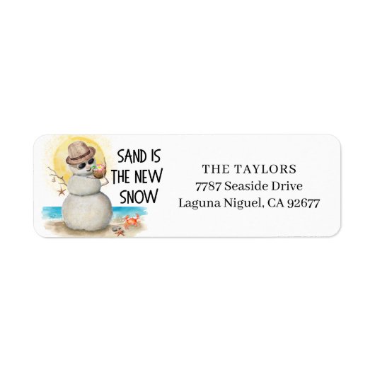 Beach Sandman Christmas Return Address ラベル (正面)