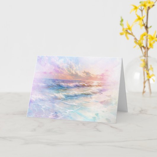 Beach Scene Birthday カード (黄色い花)