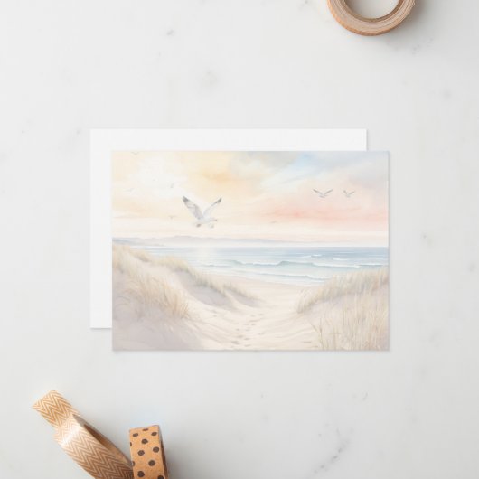 Beach Scene Flat Note Card ノートカード (正面/裏面インサイチュ)