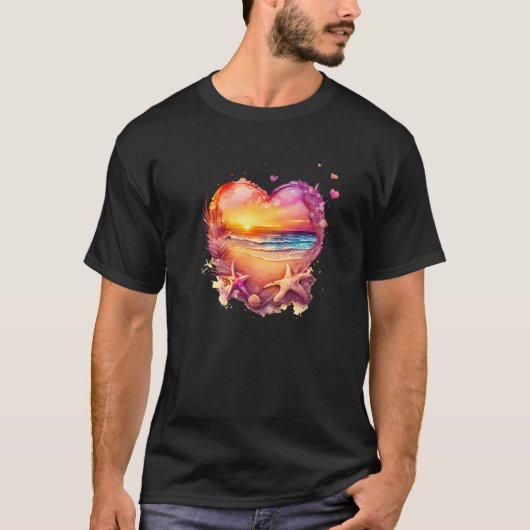 Beach Scene Heart, Beach Lovers, Beach Heart Art G Tシャツ (正面)