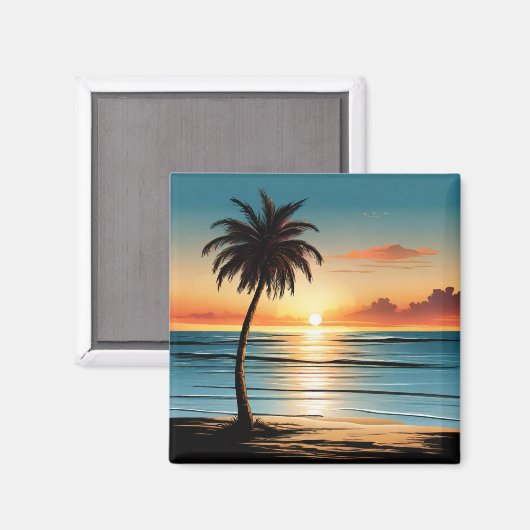 Beach Scene Refrigerator Magnet - Coastal Charm De マグネット (正面/裏面)