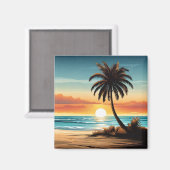 Beach Scene Refrigerator Magnet - Coastal Charm De マグネット (正面/裏面)
