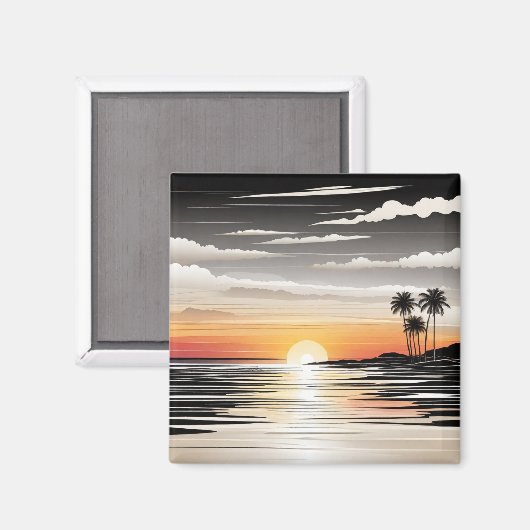 Beach Scene Refrigerator Magnet - Coastal Charm De マグネット (正面/裏面)