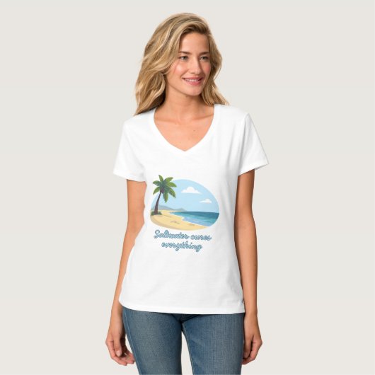 Beach Scene T-Shirt: Saltwater Cures Everything Tシャツ (正面フル)