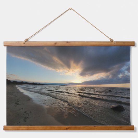 Beach Scene Wood Topped Wall Tapestry 吊り下げ型タペストリー (正面)