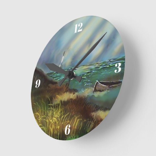 Beach Scenery Wall Clock ラウンド壁時計 (傾斜)
