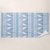 Beach Sea Turtle Seahorse Egret Blue Personalized ビーチタオル (正面)
