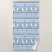 Beach Sea Turtle Seahorse Egret Blue Personalized ビーチタオル (正面)