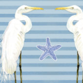 Beach Sea Turtle Seahorse Egret Blue Striped Bath シャワーカーテン