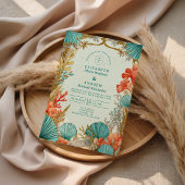 Beach Seashell Botanical Wedding 招待状