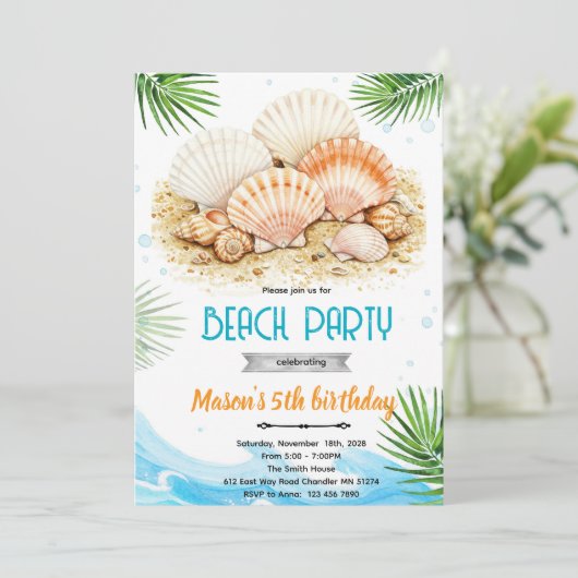 Beach seashell theme invitation 招待状 (スタンド正面)