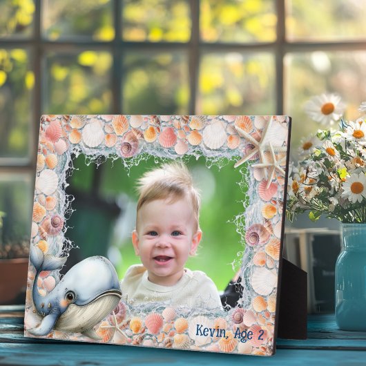 Beach Shells Whale Photo Frame for Kids フォトプラーク