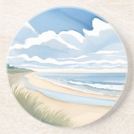 Beach Shore Walk | Coastal Ocean Watercolor コースター