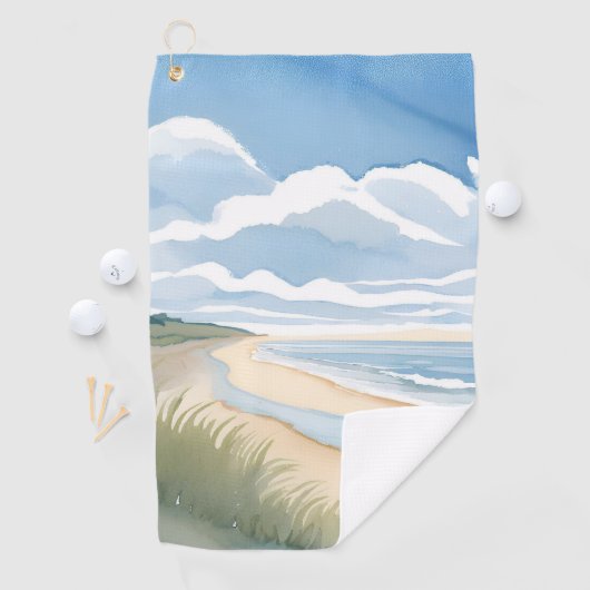 Beach Shore Walk | Coastal Ocean Watercolor ゴルフタオル (インサイチュ)