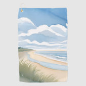Beach Shore Walk | Coastal Ocean Watercolor ゴルフタオル (正面)