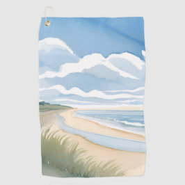 Beach Shore Walk | Coastal Ocean Watercolor ゴルフタオル