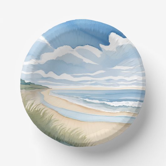 Beach Shore Walk | Coastal Ocean Watercolor ペーパーボウル (正面)