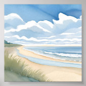 Beach Shore Walk | Coastal Ocean Watercolor ポスター (正面)