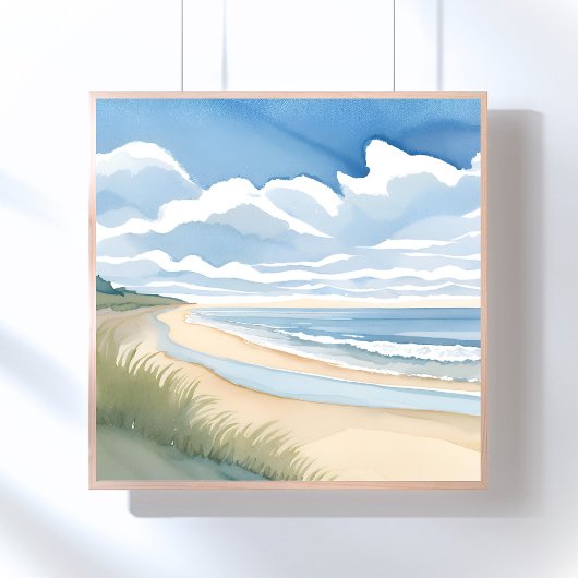 Beach Shore Walk | Coastal Ocean Watercolor ポスター