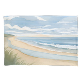 Beach Shore Walk | Coastal Ocean Watercolor 枕カバー