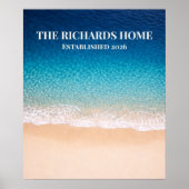 Beach Shoreline Custom Name ポスター (正面)