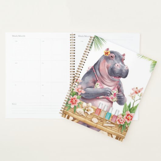 Beach Spa Hippo in Bikini Manicure Coastal Beauty プランナー手帳 (ディスプレー)