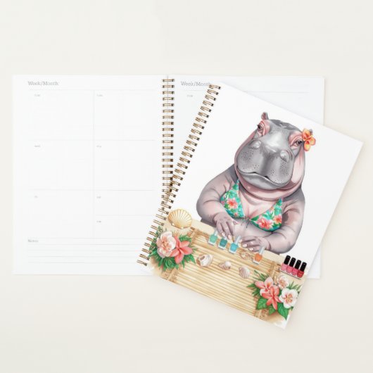 Beach Spa Hippo in Bikini Manicure Coastal Beauty プランナー手帳 (ディスプレー)