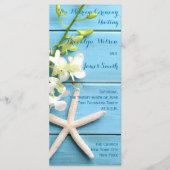 Beach Starfish Wedding Programs with Orchid Floral プログラム (正面)