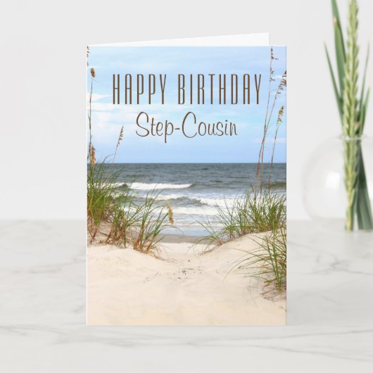Beach Step-Cousin Birthday Card カード (正面)